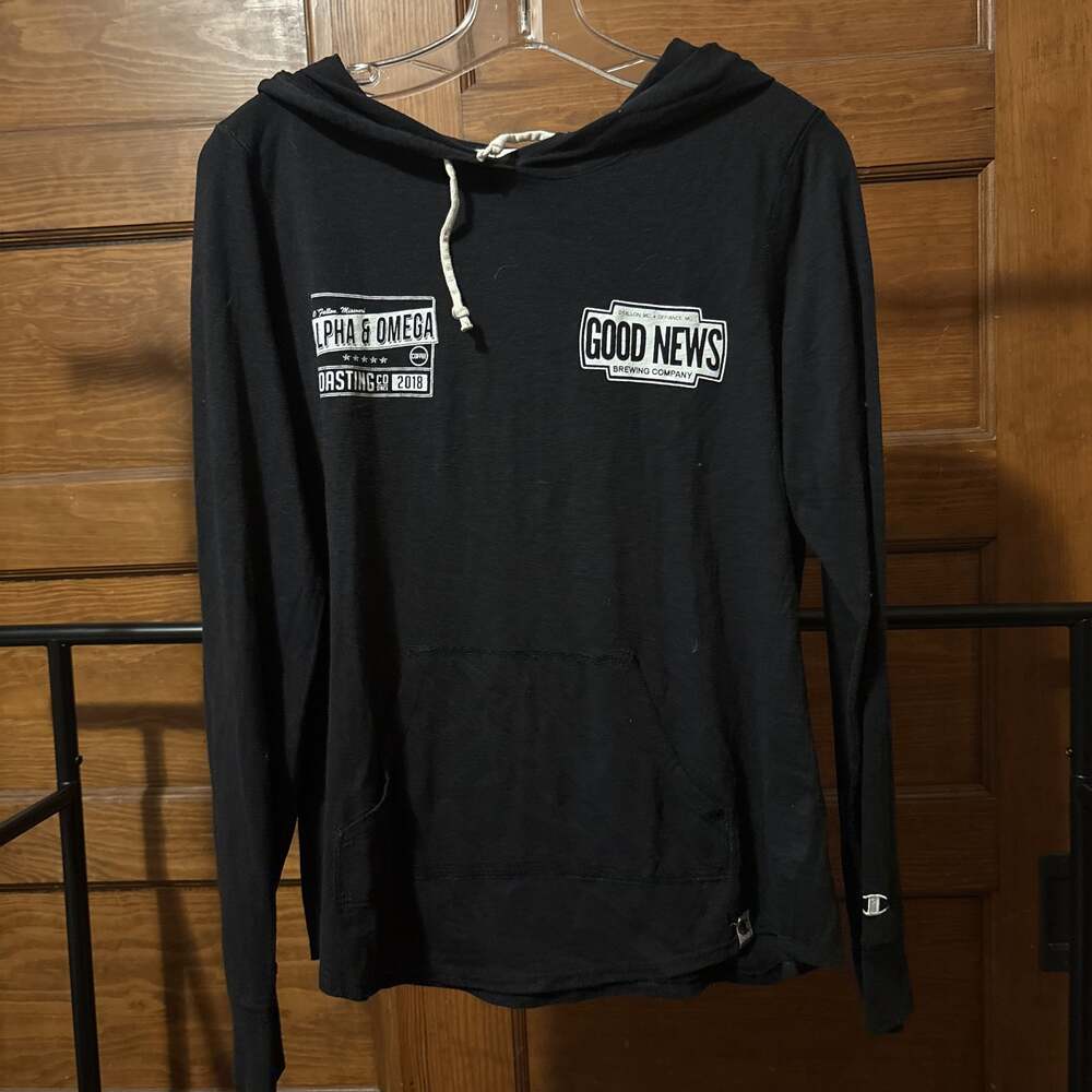 Good News Good Brew Coffee Cart Brewing Company Black Thin Hoodie